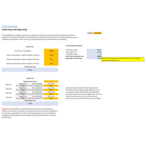 Screenshot of advanced features in the Craft Show Event Calculator for crafters, including inventory and sales logs.