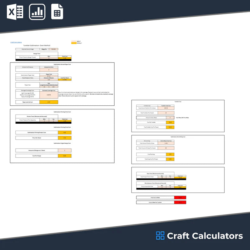 3 Tumbler Business Bundle Calculators Bundle | Custom Tumbler Pricing Calculator Set