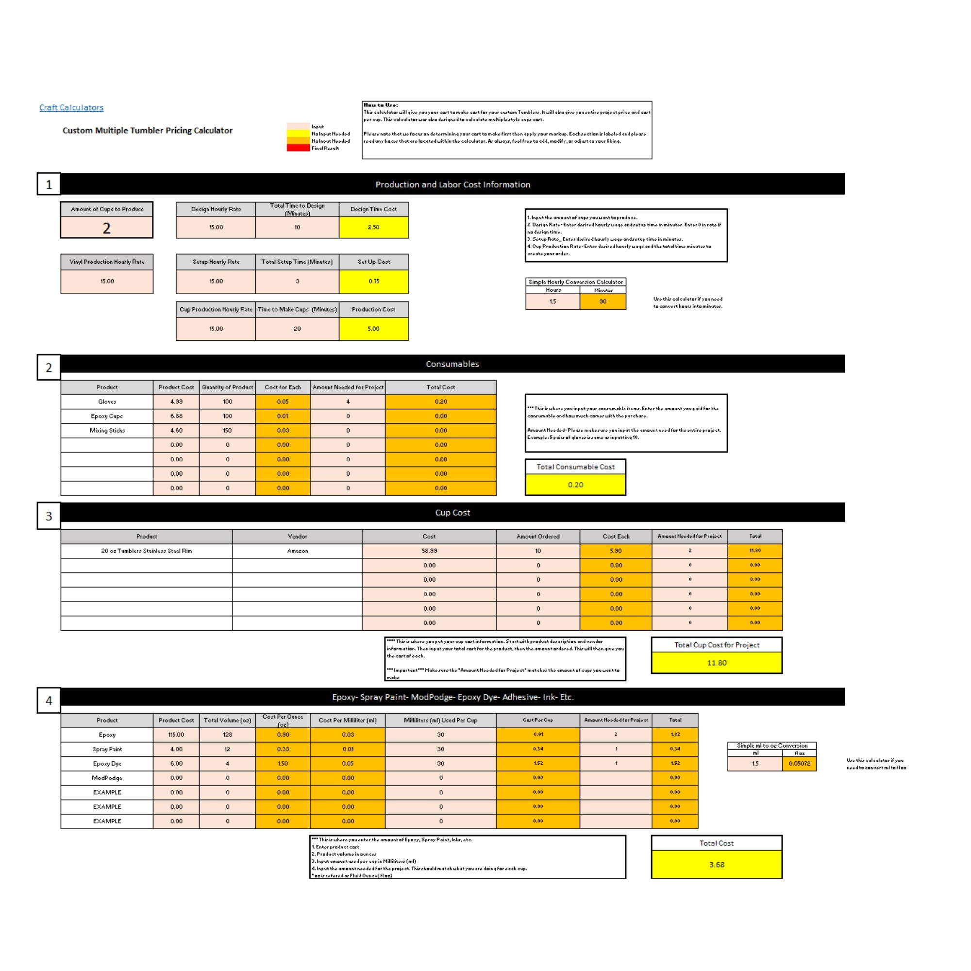 Custom Epoxy Tumbler with Vinyl Pricing Calculator