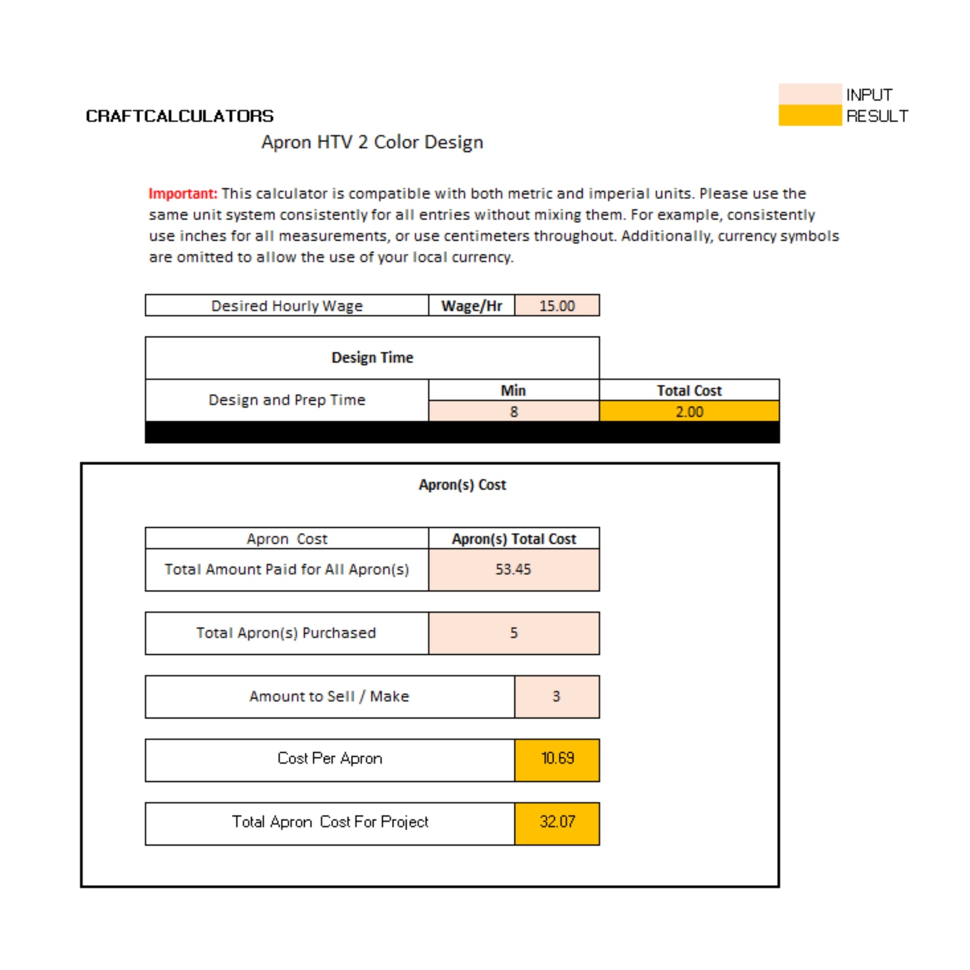 Apron HTV Two Design Spreadsheet