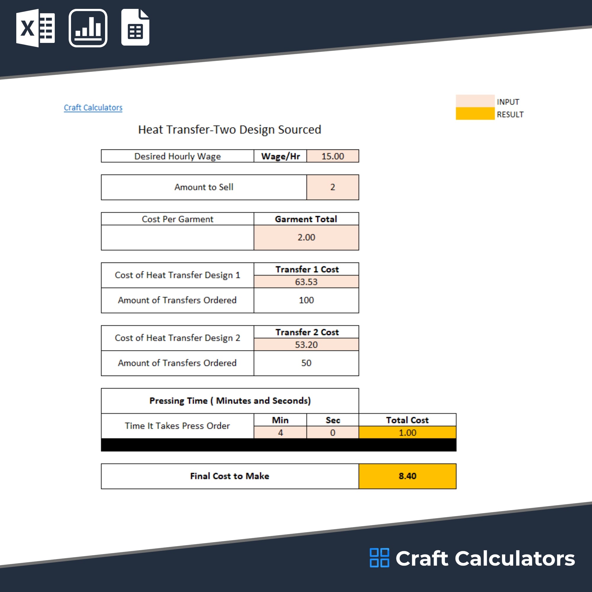 Two Heat Transfer Design on Product Cost Calculator