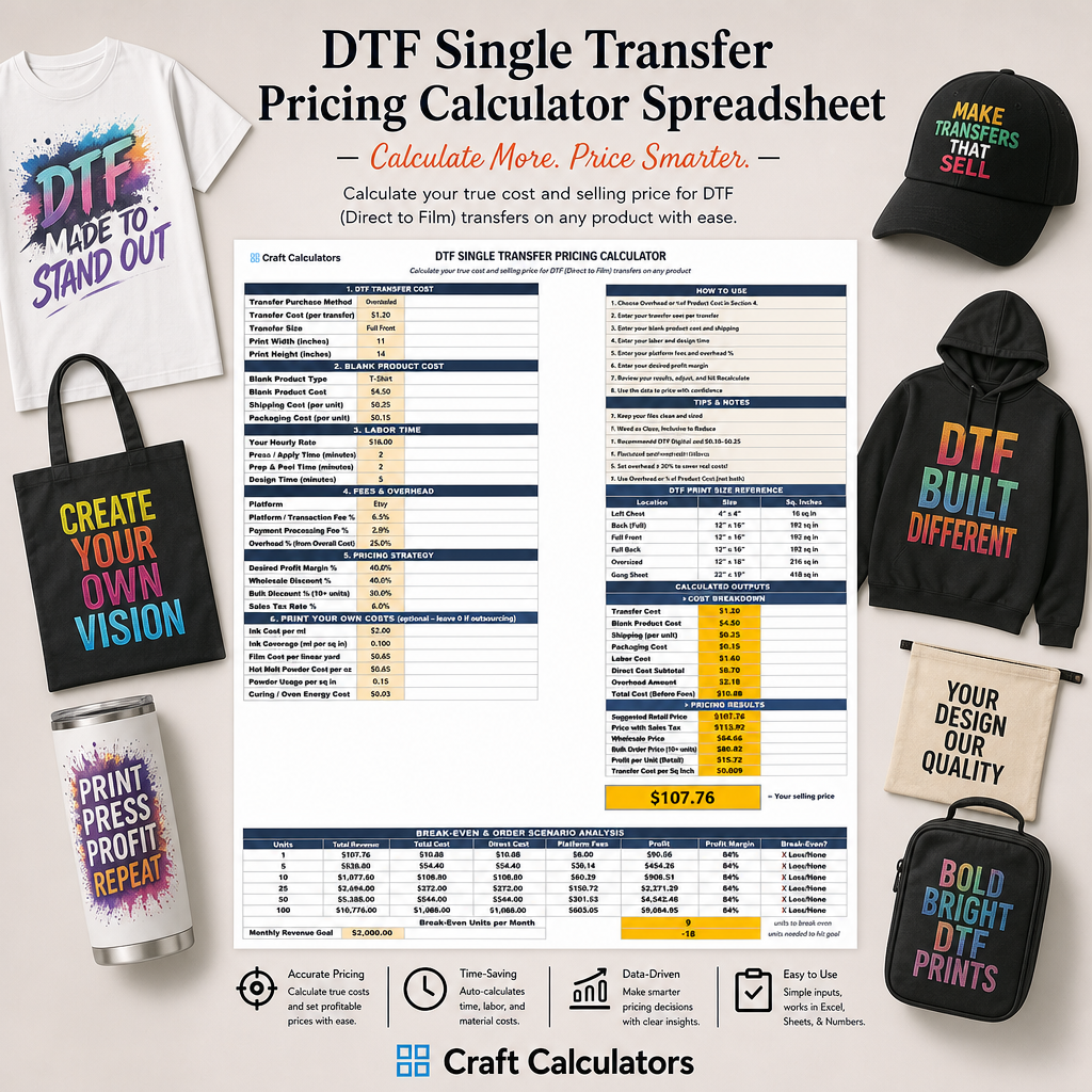 DTF Single Transfer Pricing Calculator Spreadsheet