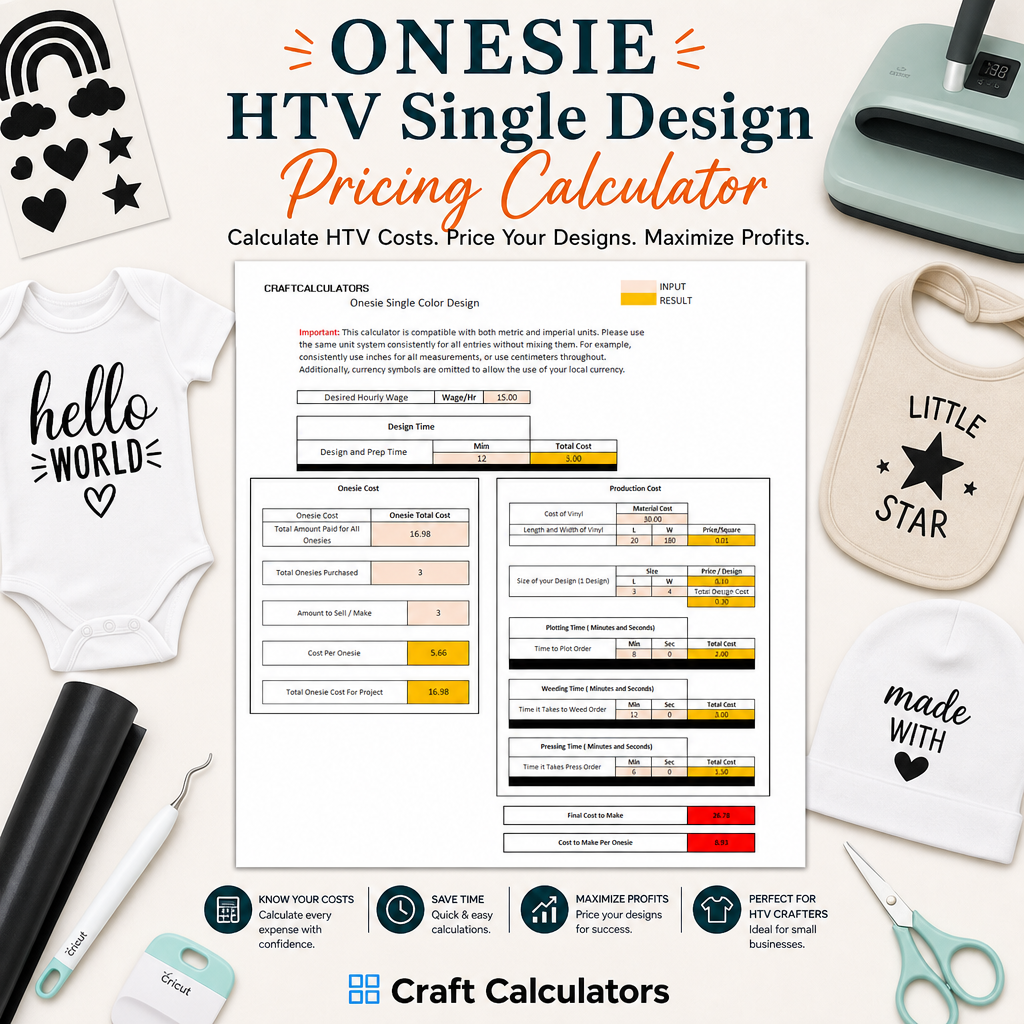 Onesie HTV Single Design Spreadsheet