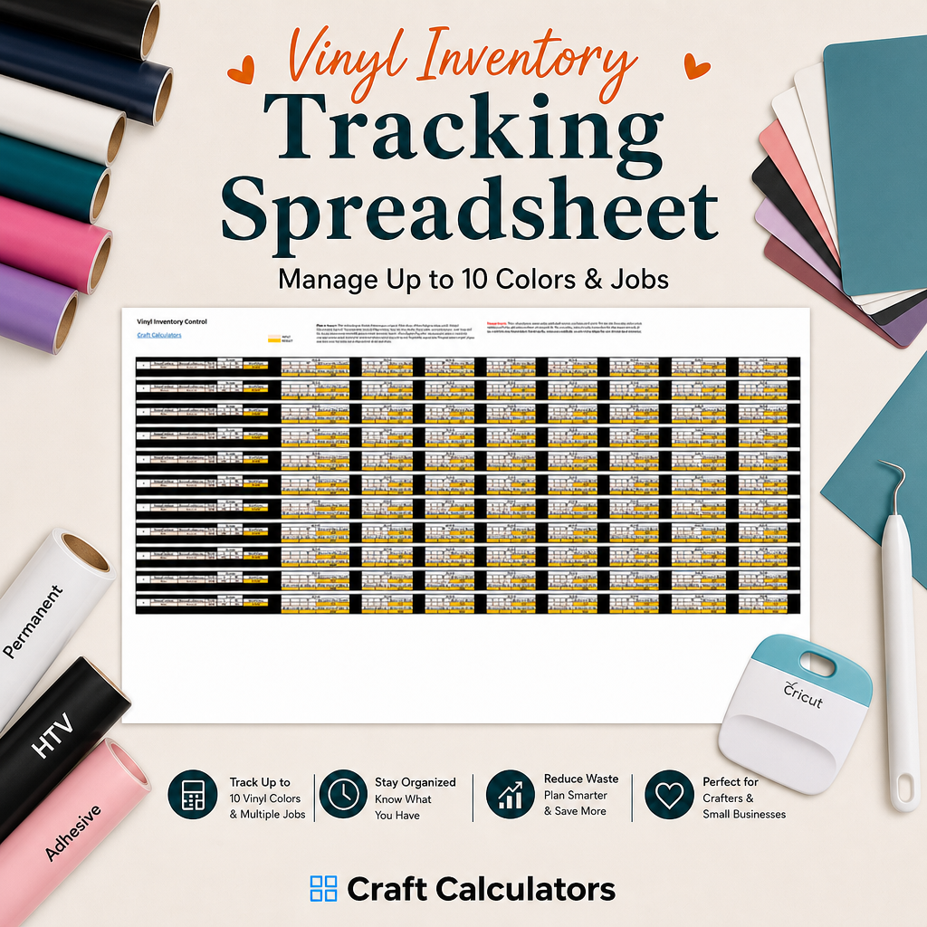 Vinyl Inventory Tracking Spreadsheet - Manage Up to 10 Colors & Jobs