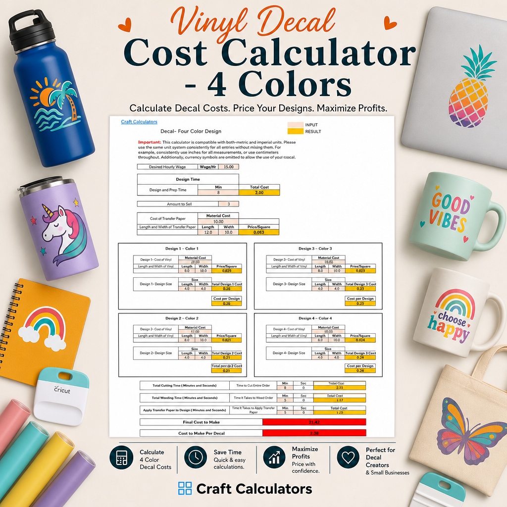 4 Color Vinyl Decal Cost Spreadsheet