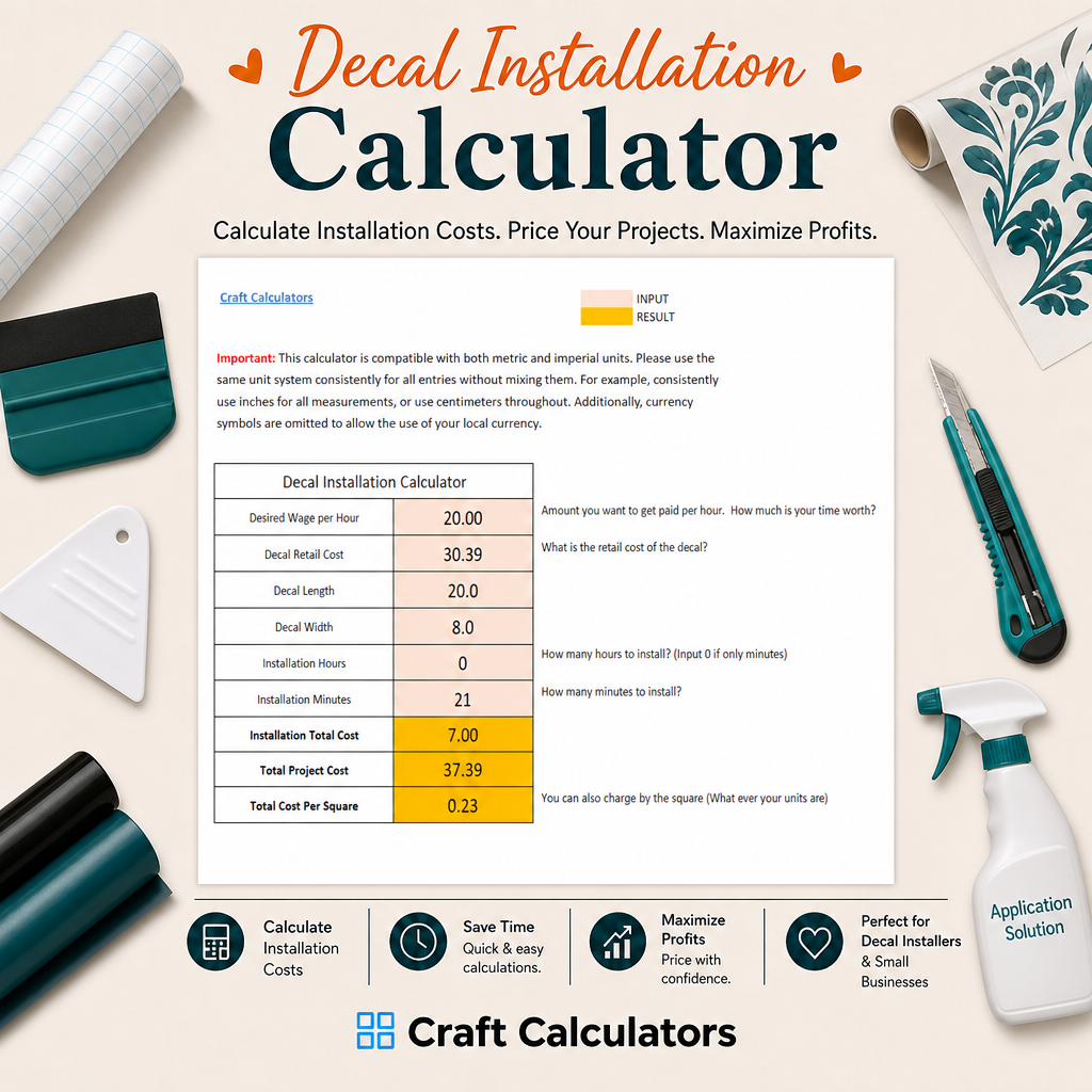 Decal Installation Pricing Spreadsheet