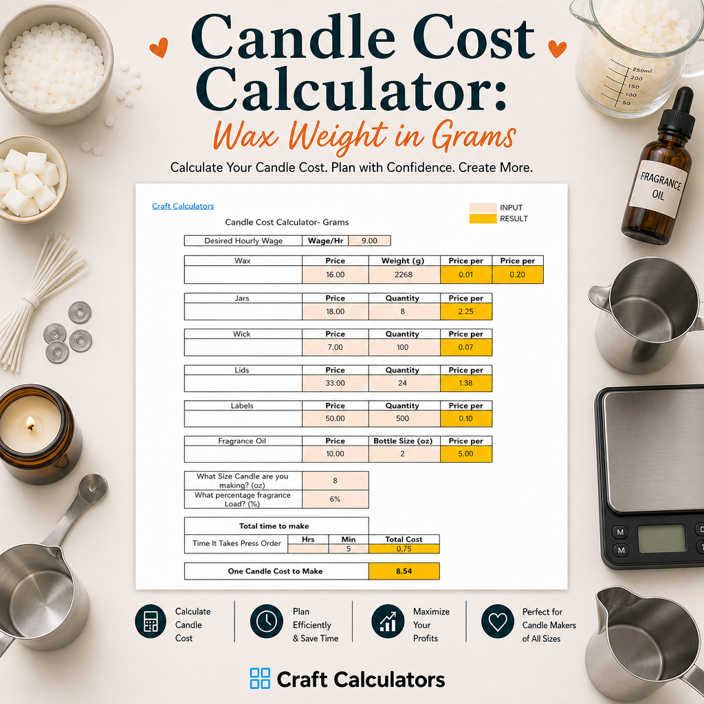 Candle Cost Spreadsheet: Wax Weight in Grams
