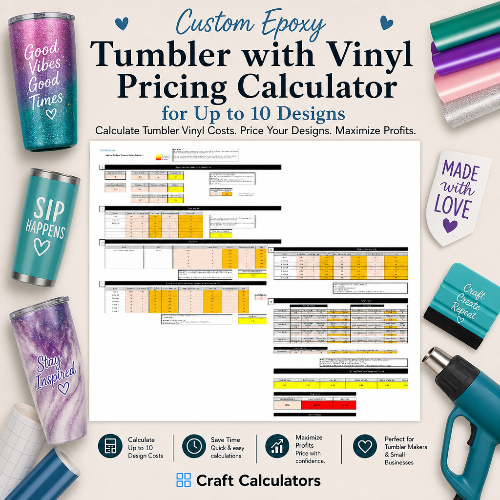 Custom Epoxy Tumbler with Vinyl Pricing Spreadsheet Calculator
