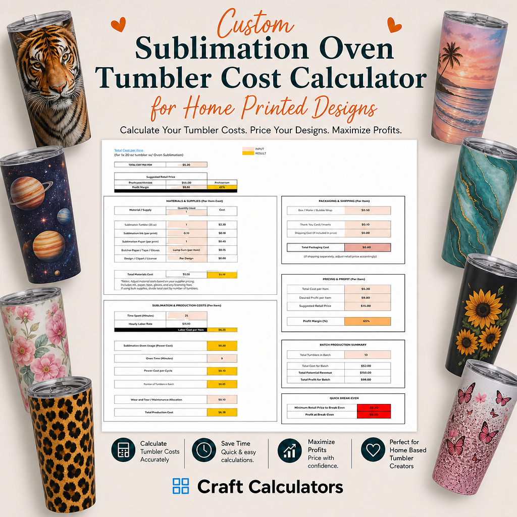 Sublimation Tumbler Cost Spreadsheet