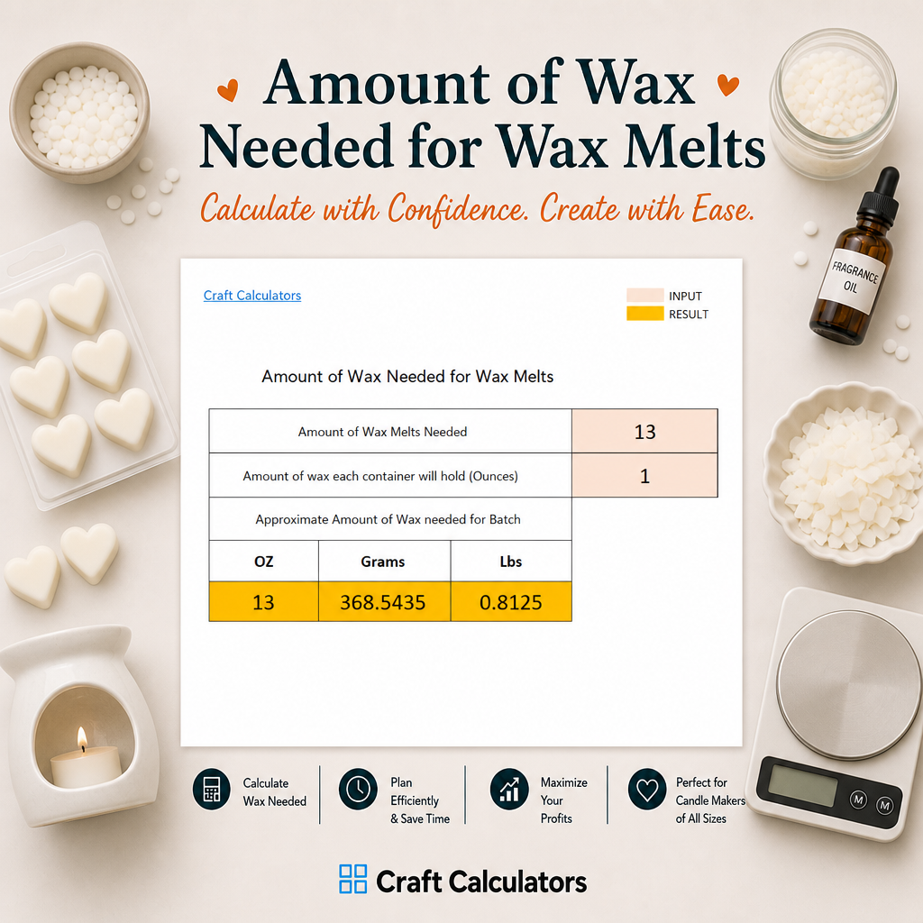 Amount of Wax Needed for Wax Melts Spreadsheet