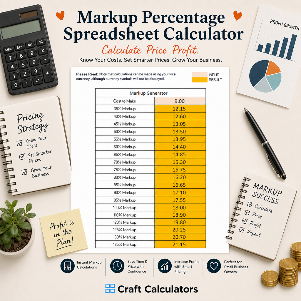 Markup Percentage Spreadsheet Calculator