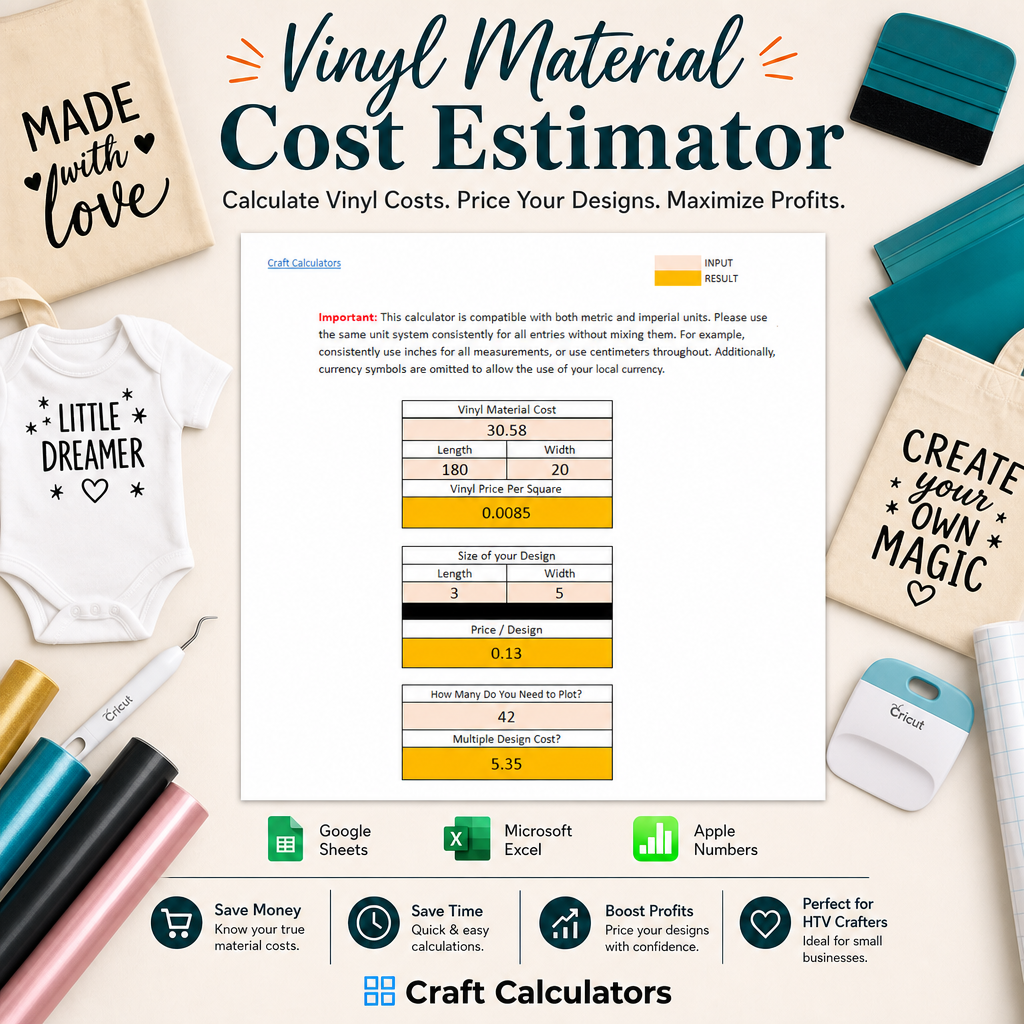 Vinyl Material Cost Spreadsheet