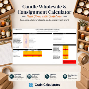 Candle Wholesale & Consignment Calculator spreadsheet by Craft Calculators for candle makers