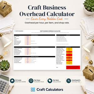 Craft Business Overhead Calculator spreadsheet by Craft Calculators for handmade sellers