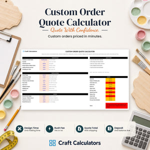 Custom Order Quote Calculator spreadsheet by Craft Calculators for handmade sellers