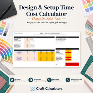Design & Setup Time Cost Calculator spreadsheet by Craft Calculators for handmade sellers