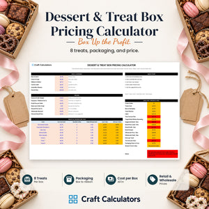 Dessert & Treat Box Pricing Calculator spreadsheet by Craft Calculators for handmade sellers
