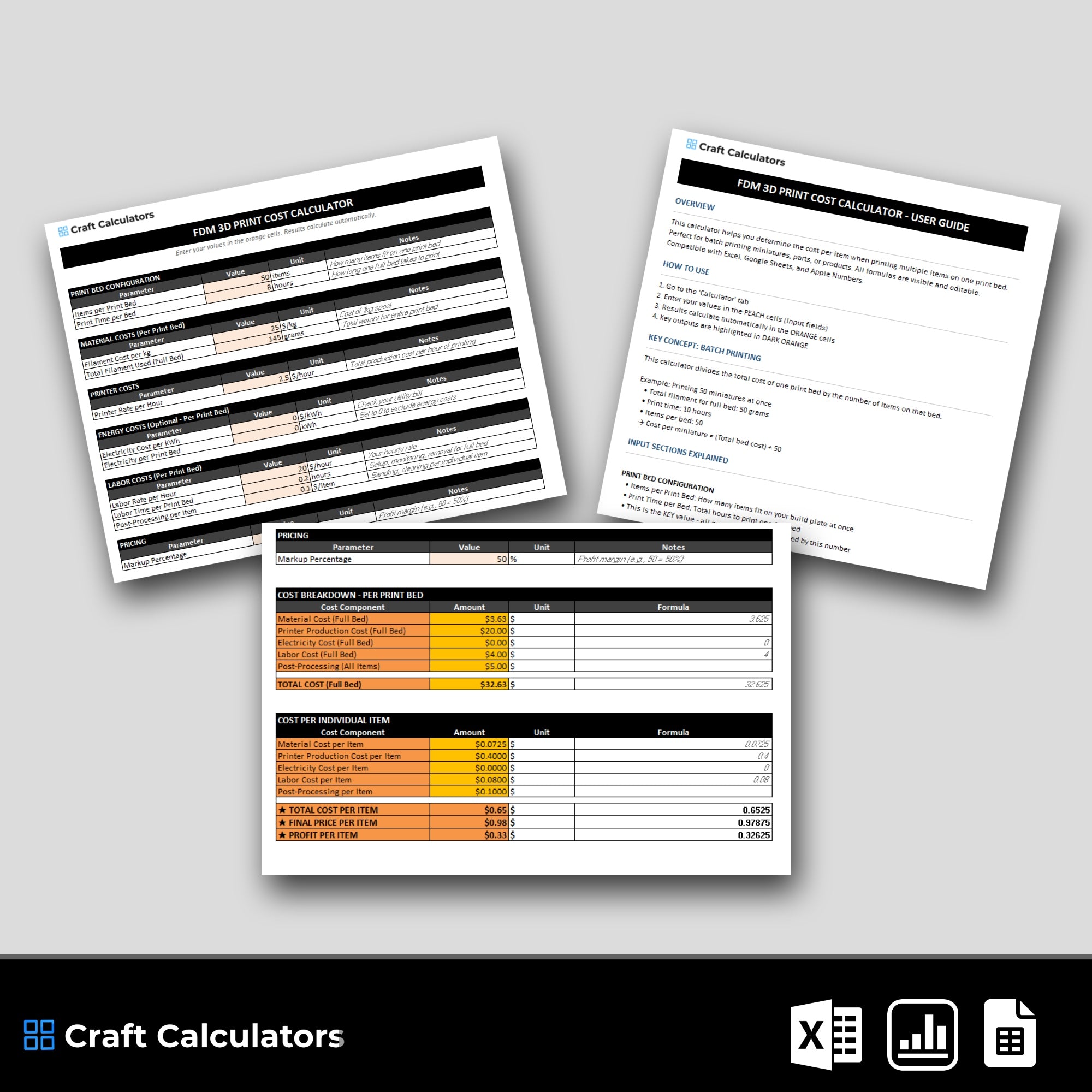 FDM 3D Printing Product Cost Calculator