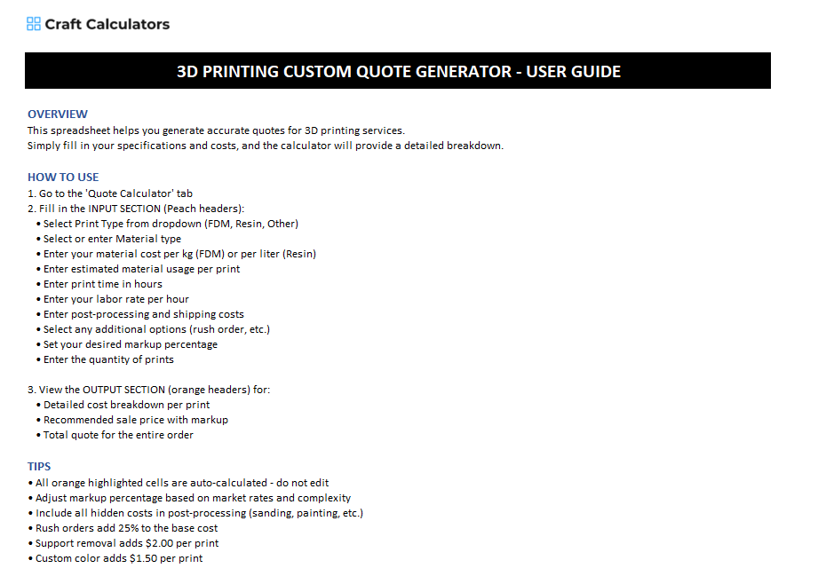 3D Printing Quote Generator