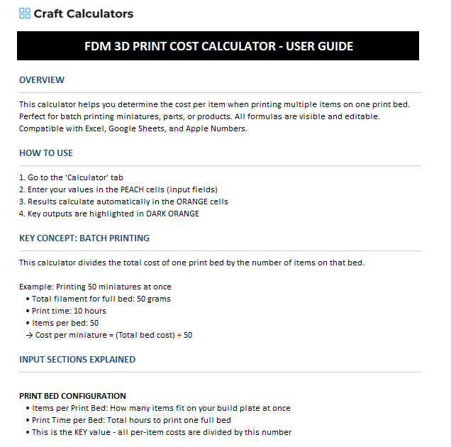 FDM 3D Printing Product Cost Calculator