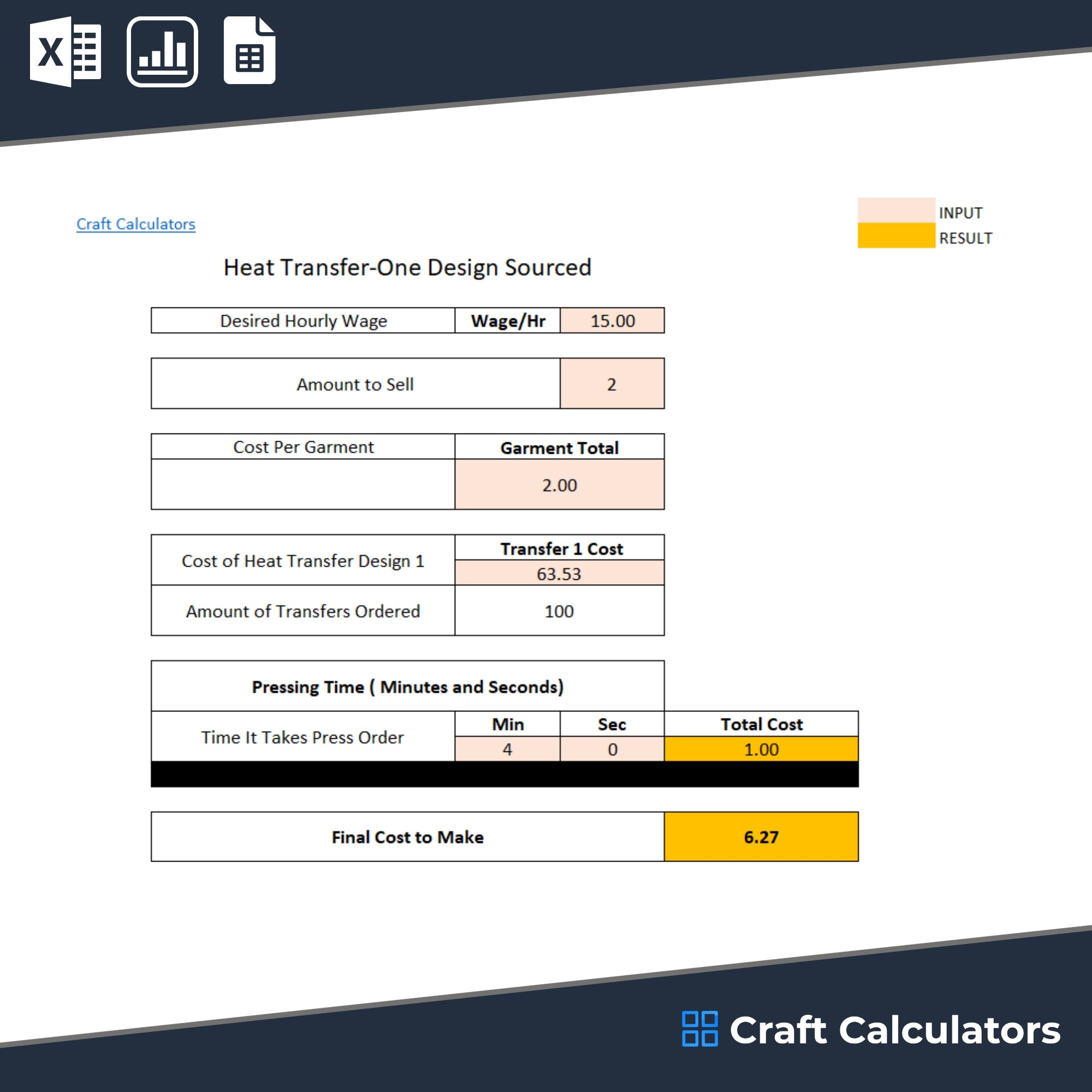 Single Heat Transfer Design on Product Cost Calculator