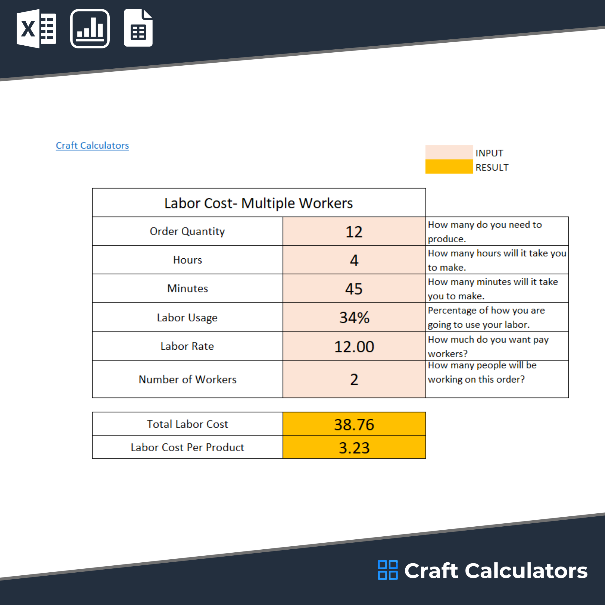 Labor Cost Calculator for Multiple Workers: Easily Calculate Labor Costs Per Product and Total Labor Cost
