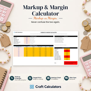 Markup & Margin Calculator spreadsheet by Craft Calculators for handmade sellers