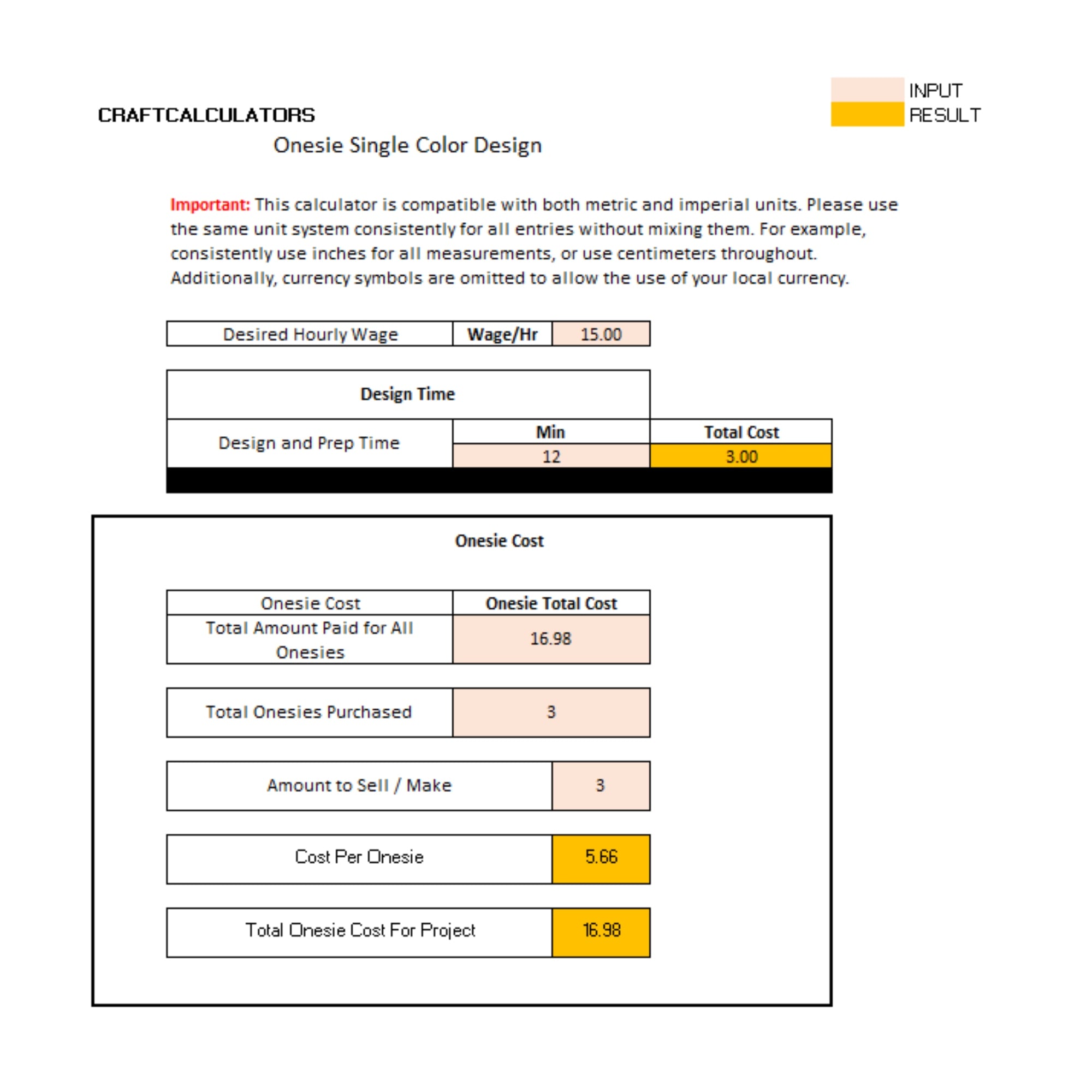 Onesie HTV Single Design Pricing Calculator | Baby Onesie Heat Transfer Vinyl Design Tool