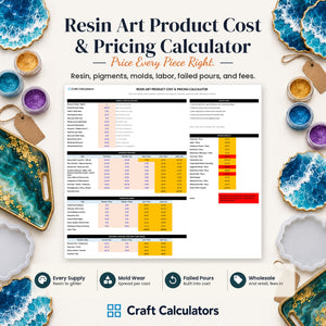 Resin Art Product Cost & Pricing Calculator spreadsheet by Craft Calculators for resin artists