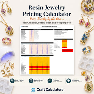 Resin Jewelry Pricing Calculator spreadsheet by Craft Calculators for resin artists