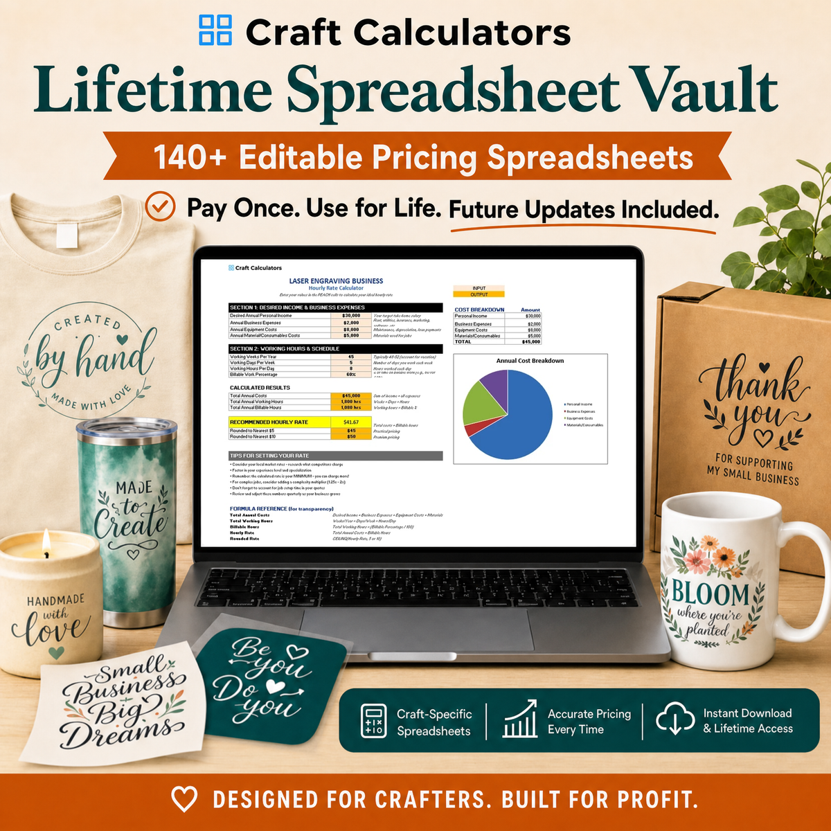 Lifetime Spreadsheet Vault - 140+ pricing tools, one price