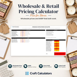 Wholesale & Retail Pricing Calculator spreadsheet by Craft Calculators for handmade sellers