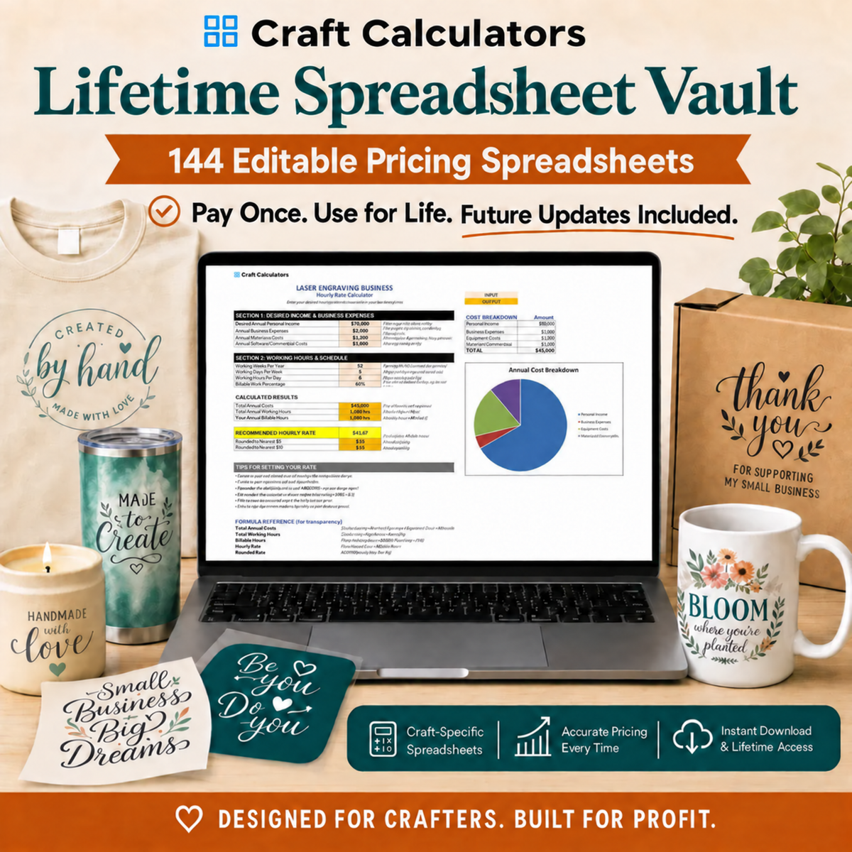 Lifetime Spreadsheet Vault - 144 pricing tools, one price