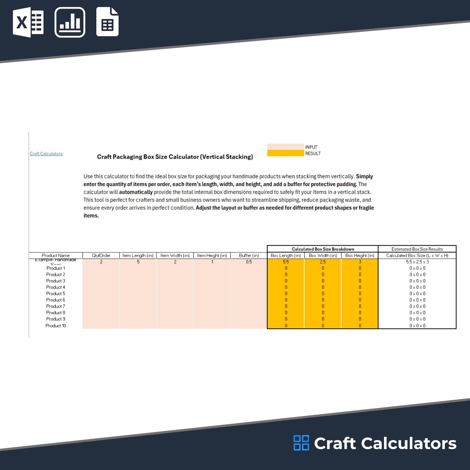 Craft Packaging Box Size Calculator | Side-by-Side Layout Design Tool