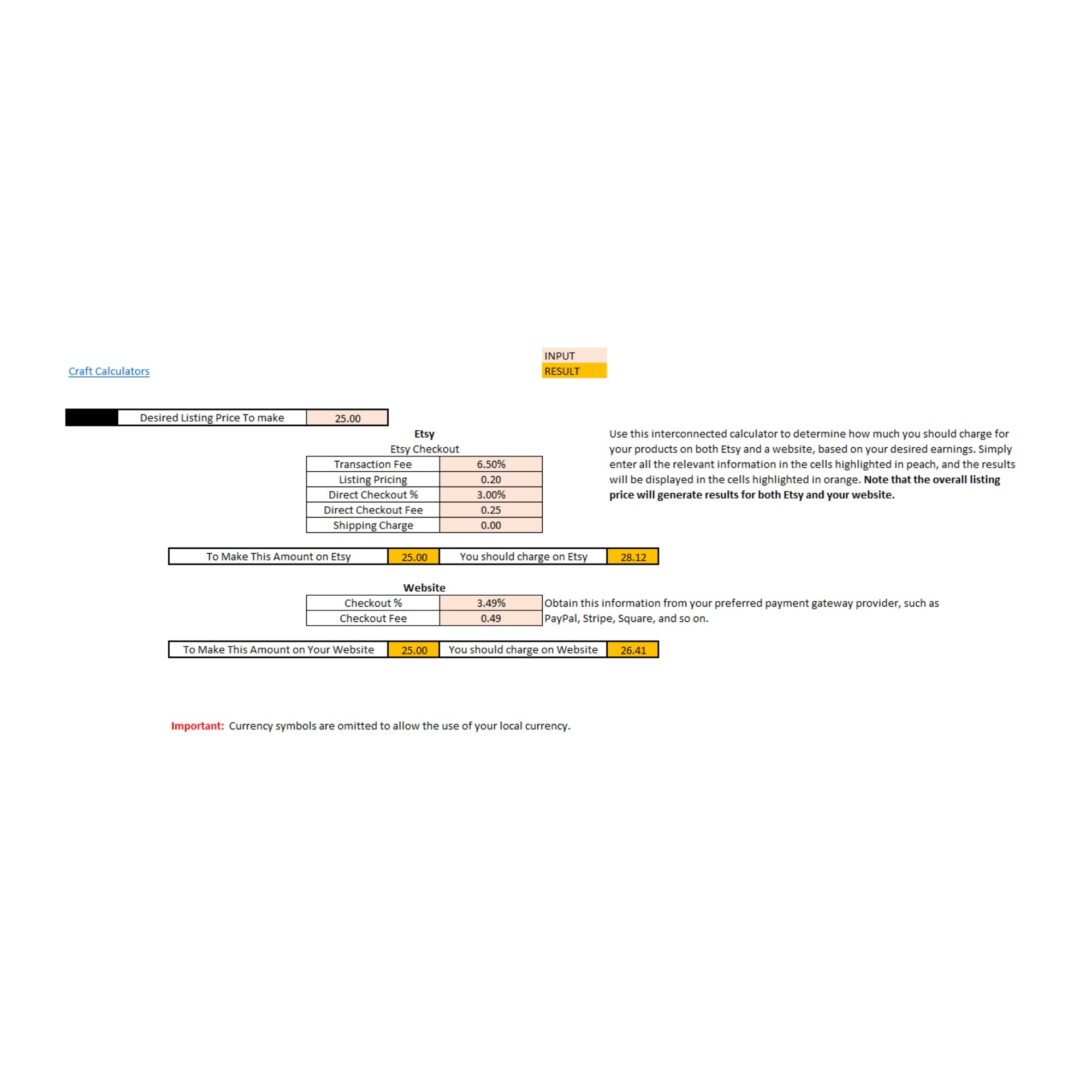 Etsy and Website List Price Calculator: Determine Product Pricing for Your Store