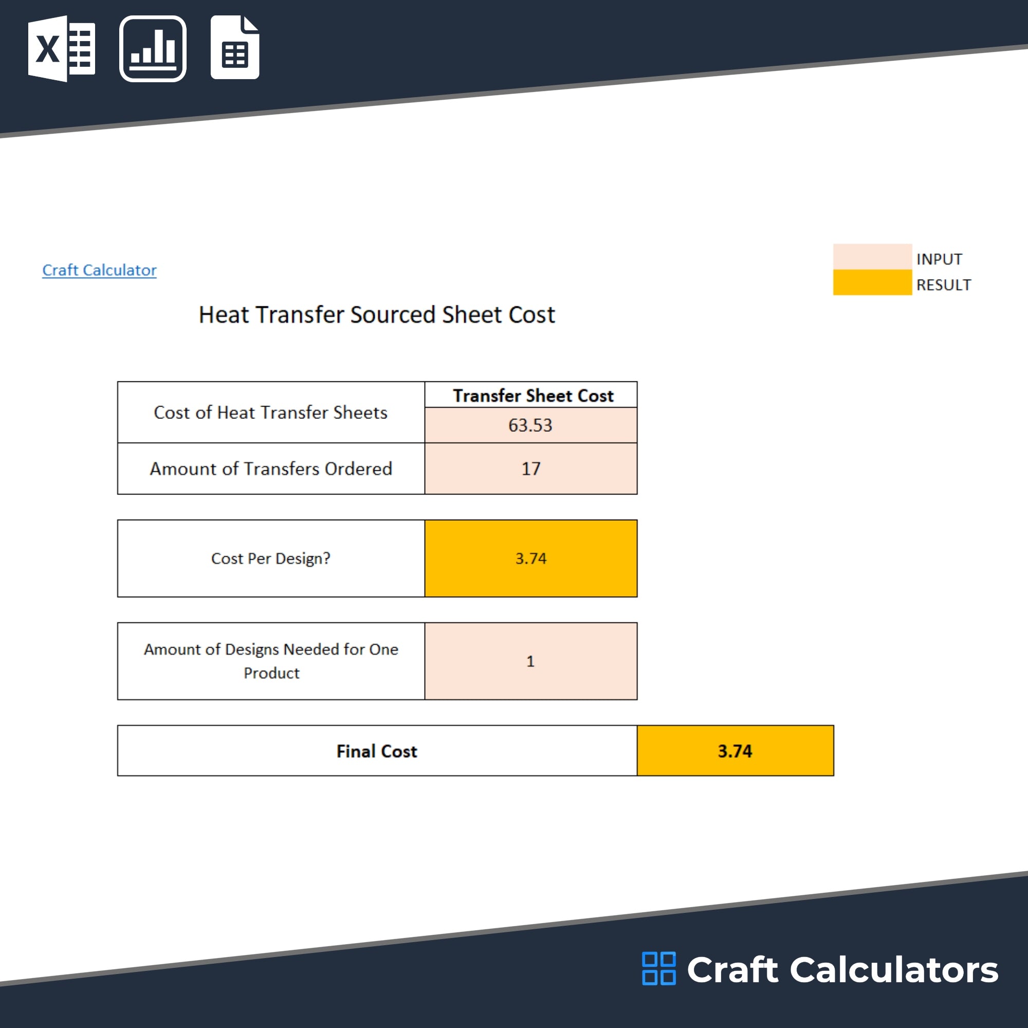 Heat Transfer Sheet Cost Calculator