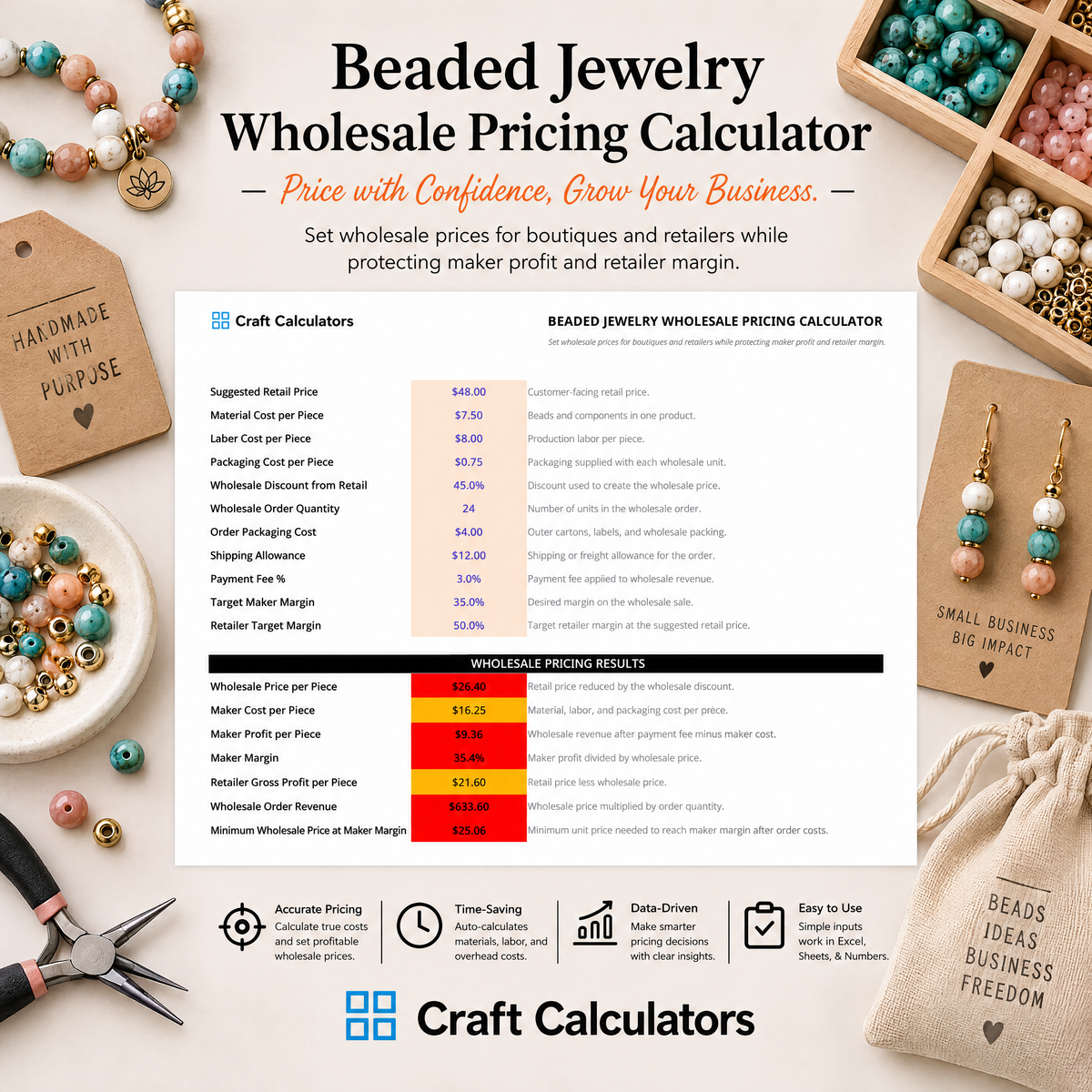 Beaded Jewelry Wholesale Pricing Calculator