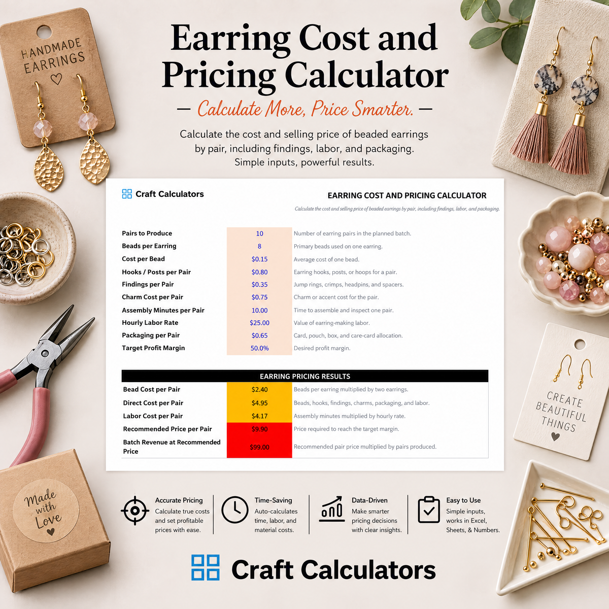 Earring Cost and Pricing Calculator
