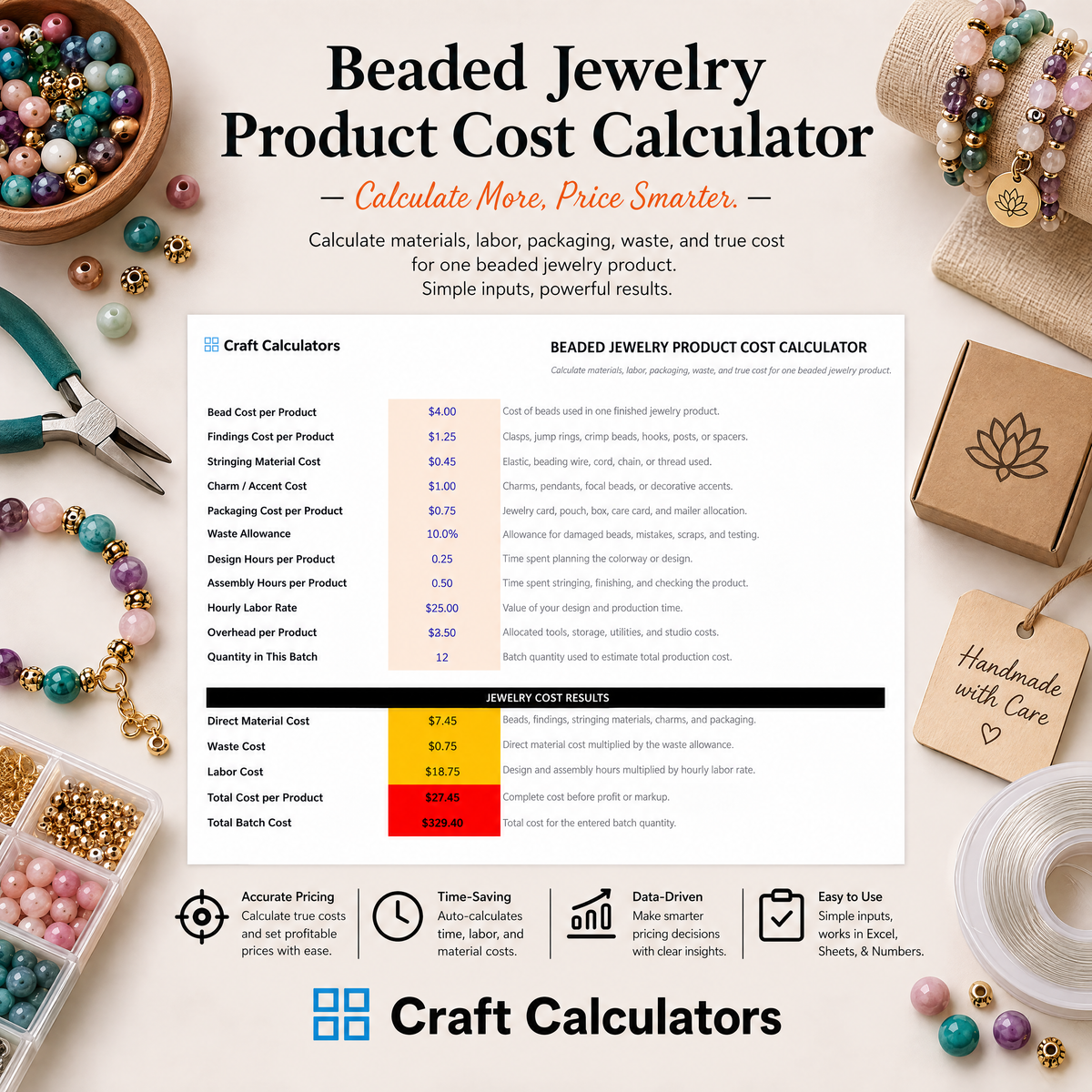 Beaded Jewelry Product Cost Calculator