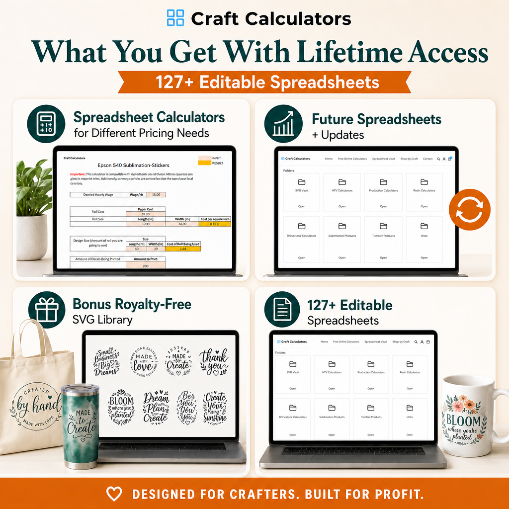 Craft Calculators Lifetime Spreadsheet Vault
