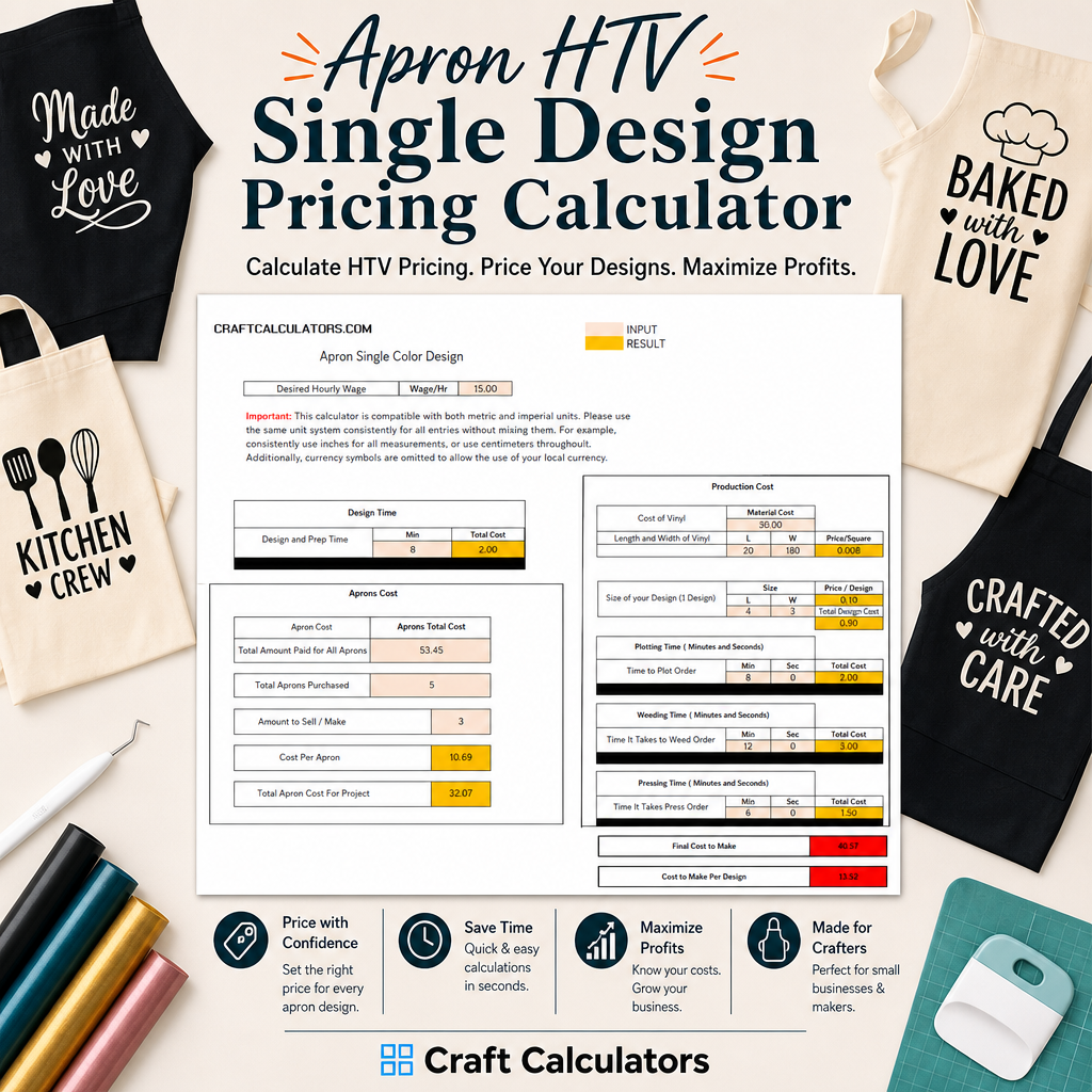 Apron HTV Single Design Spreadsheet