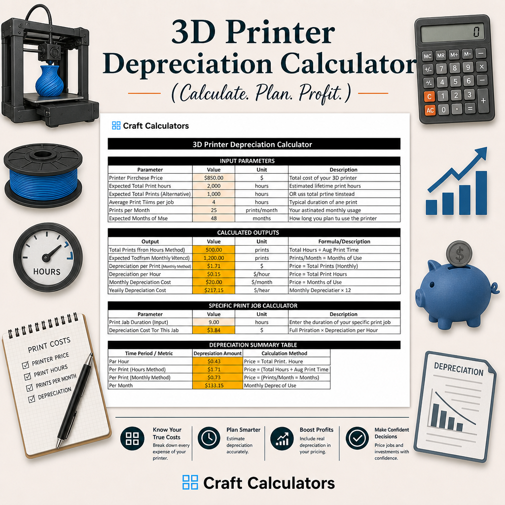 3D Printer Depreciation Spreadsheet