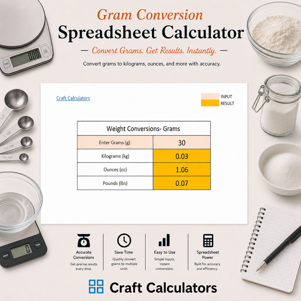 Gram Conversion Spreadsheet Calculator