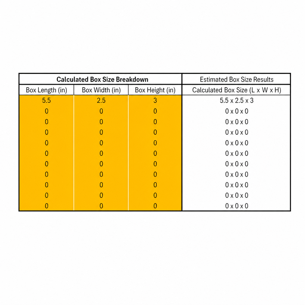 Vertical Stacking Box Size Spreadsheet