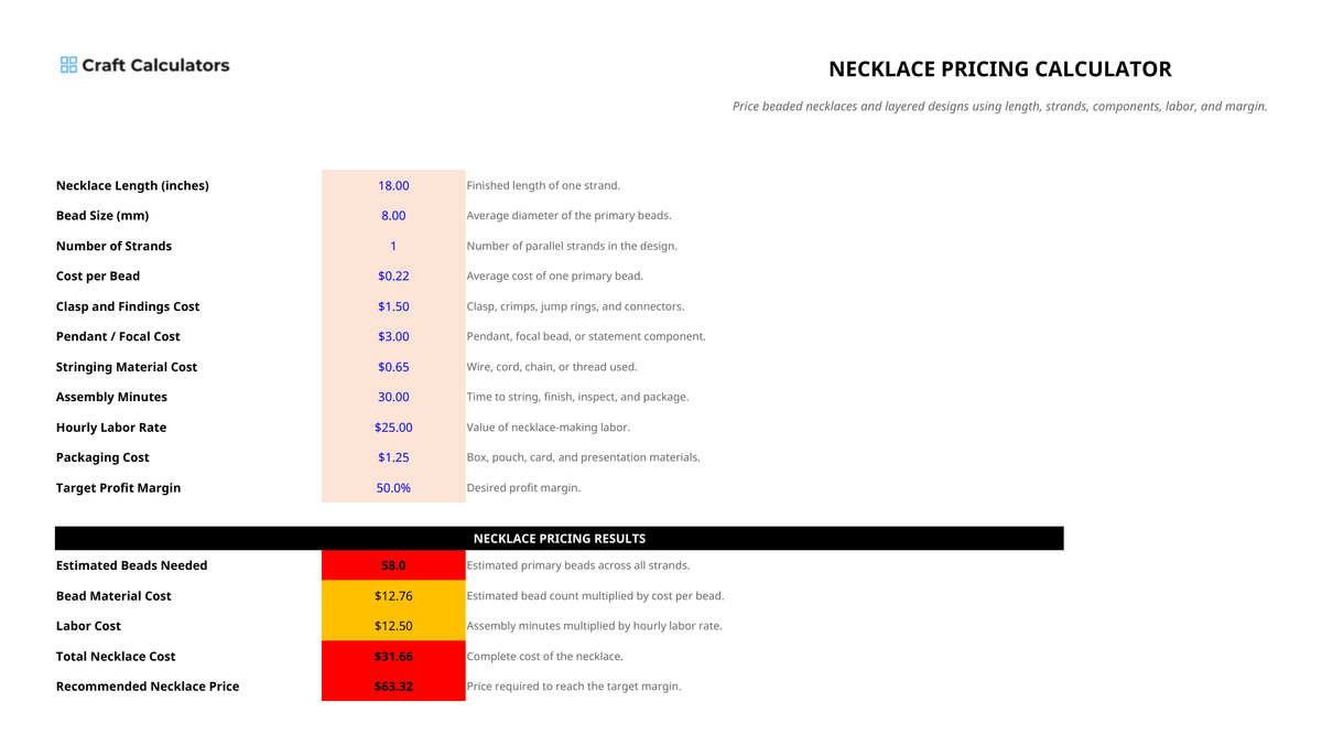 Necklace Pricing Calculator