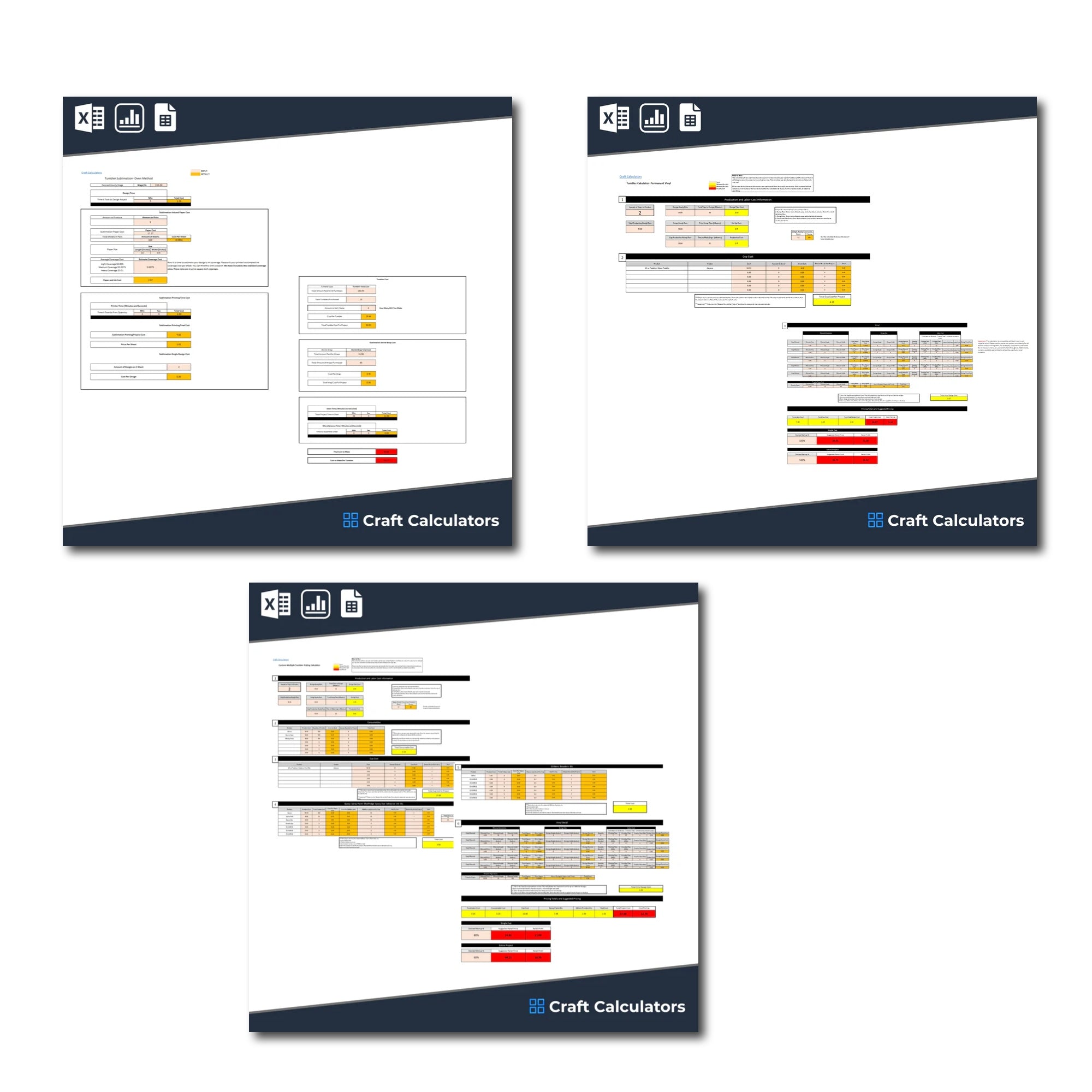 3 Tumbler Business Bundle Calculators Bundle | Custom Tumbler Pricing Calculator Set
