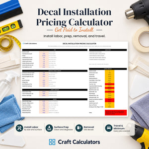 Decal Installation Pricing Calculator spreadsheet by Craft Calculators for decal and sticker sellers