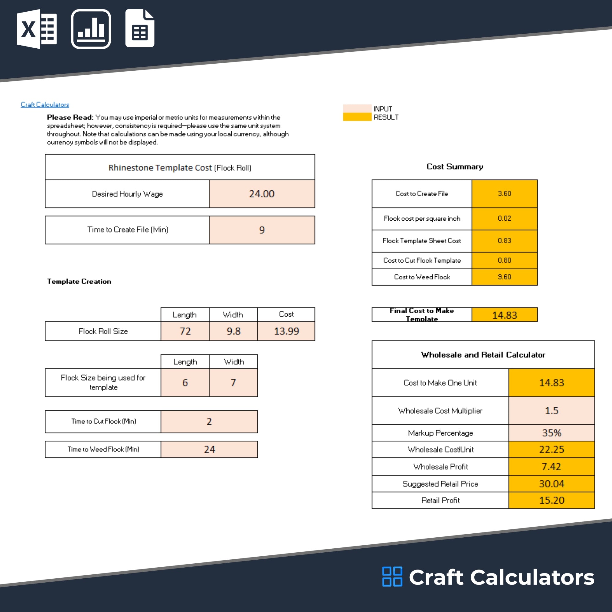Rhinestone (Flock Rolls) Template Pricing Calculator: Easily Determine Template Costs