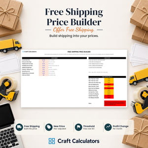 Free Shipping Price Builder spreadsheet by Craft Calculators for handmade sellers