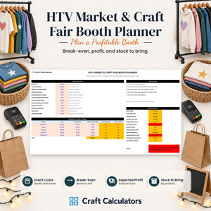HTV Market & Craft Fair Booth Planner spreadsheet by Craft Calculators for HTV sellers